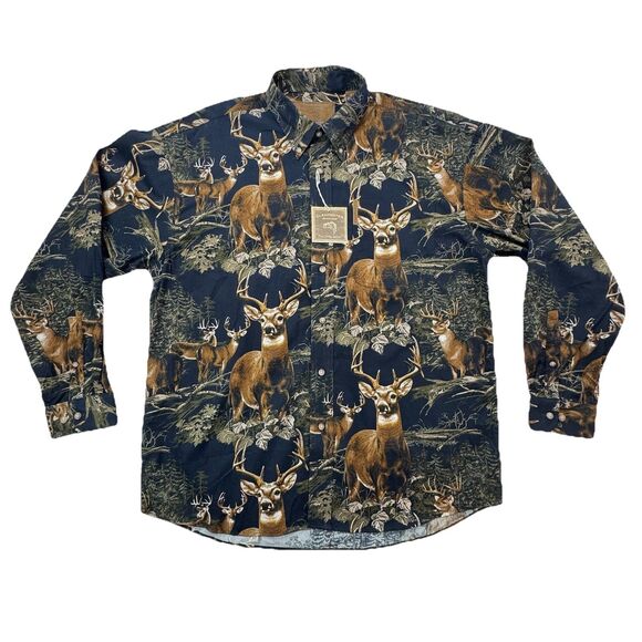 Clearwater Outfitters Deer Print Button Front Shirt Mens L Hunting Outdoors NWT - Picture 6 of 9
